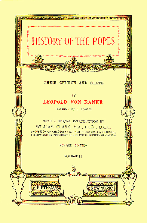 (image for) History of the Popes, Their Church and State Vol. 2 of 3 Vols.